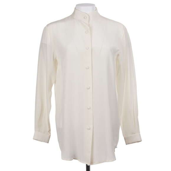 NWT DIANE VON FURSTENBERG Vintage Top XS Ivory Silk Long Sleeve Button Up Blouse - Picture 1 of 13